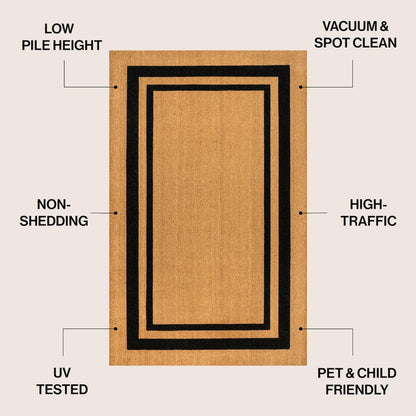 Blaire Classic Double Border Natural/Black 5 ft. x 8 ft. Indoor/Outdoor Area Rug