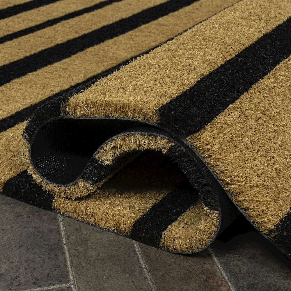 Ticking Stripe Coir Natural/Black 5 ft. x 8 ft. Indoor/Outdoor Area Rug