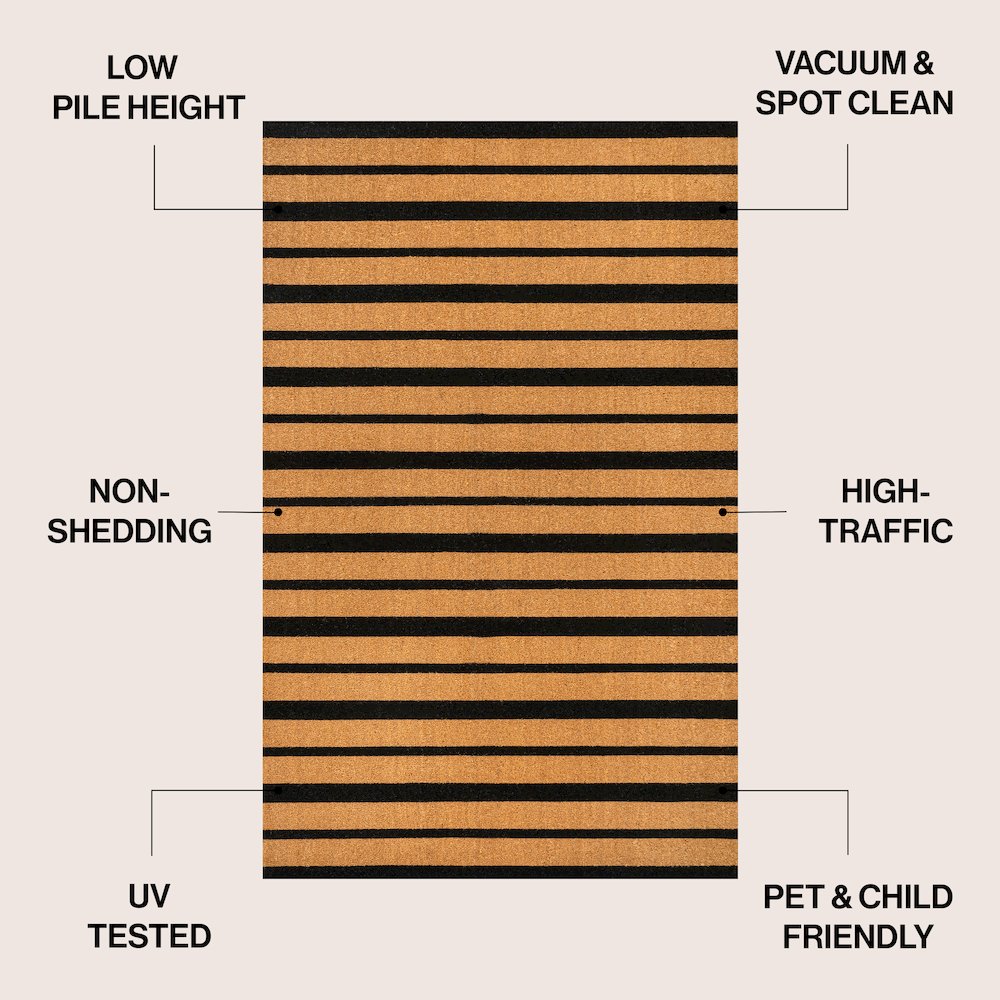 Ticking Stripe Coir Natural/Black 5 ft. x 8 ft. Indoor/Outdoor Area Rug