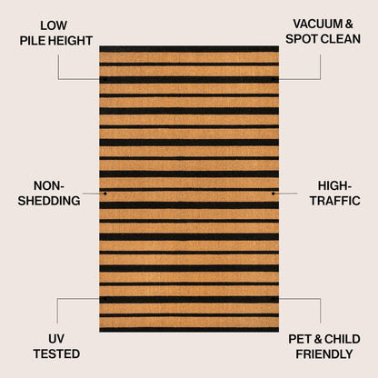 Ticking Stripe Coir Natural/Black 5 ft. x 8 ft. Indoor/Outdoor Area Rug