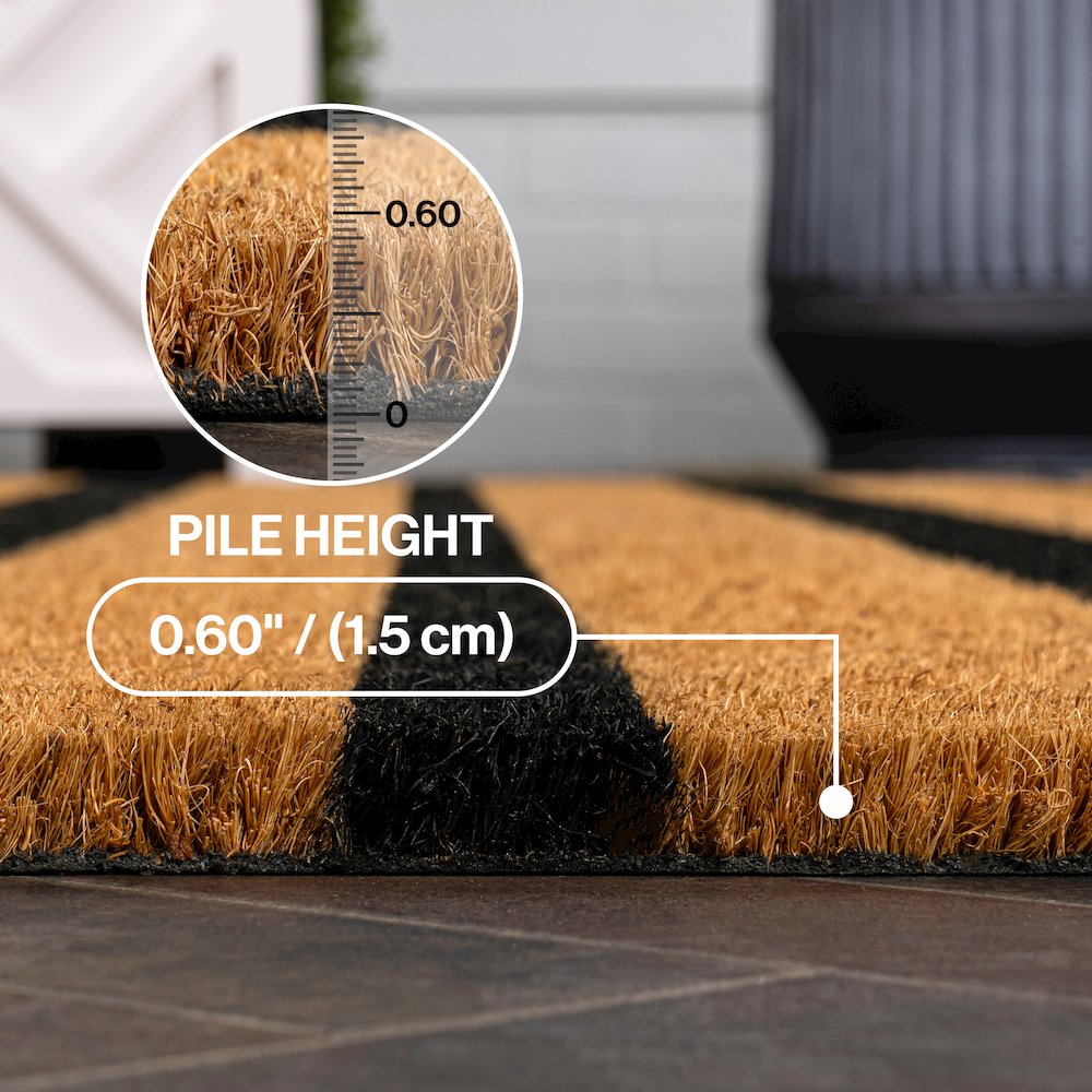 Ticking Stripe Coir Natural/Black 5 ft. x 8 ft. Indoor/Outdoor Area Rug