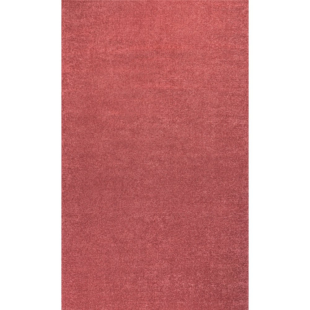 Haze Solid Low Pile Area Rug Red