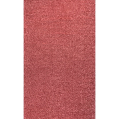 Haze Solid Low Pile Area Rug Red