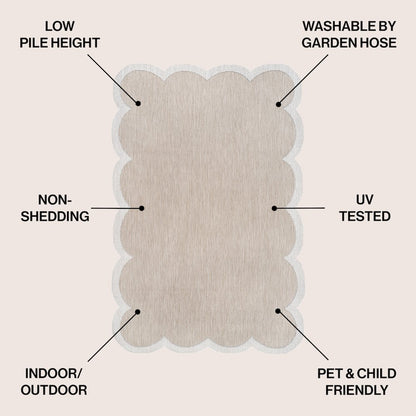 Alice Classic Cottage Two-Tone Scalloped Beige   Indoor/Outdoor Shaped  Rug