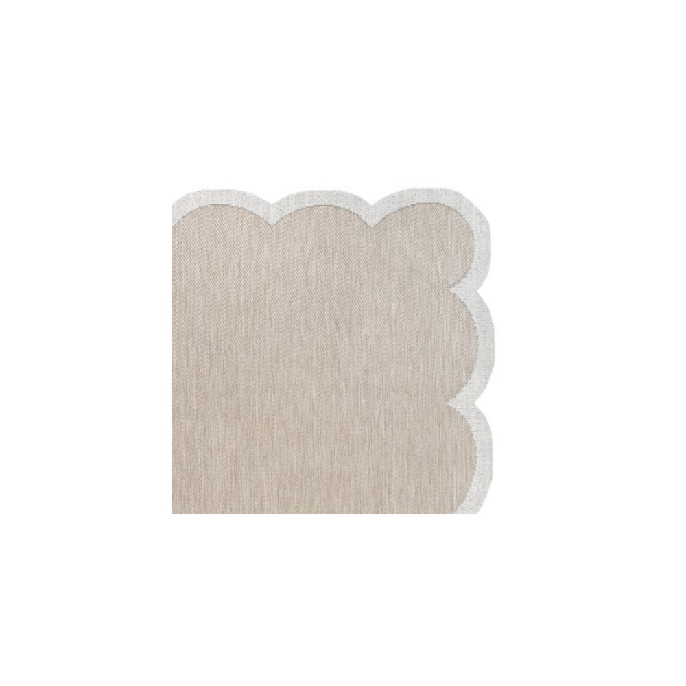 Alice Classic Cottage Two-Tone Scalloped Beige   Indoor/Outdoor Shaped  Rug