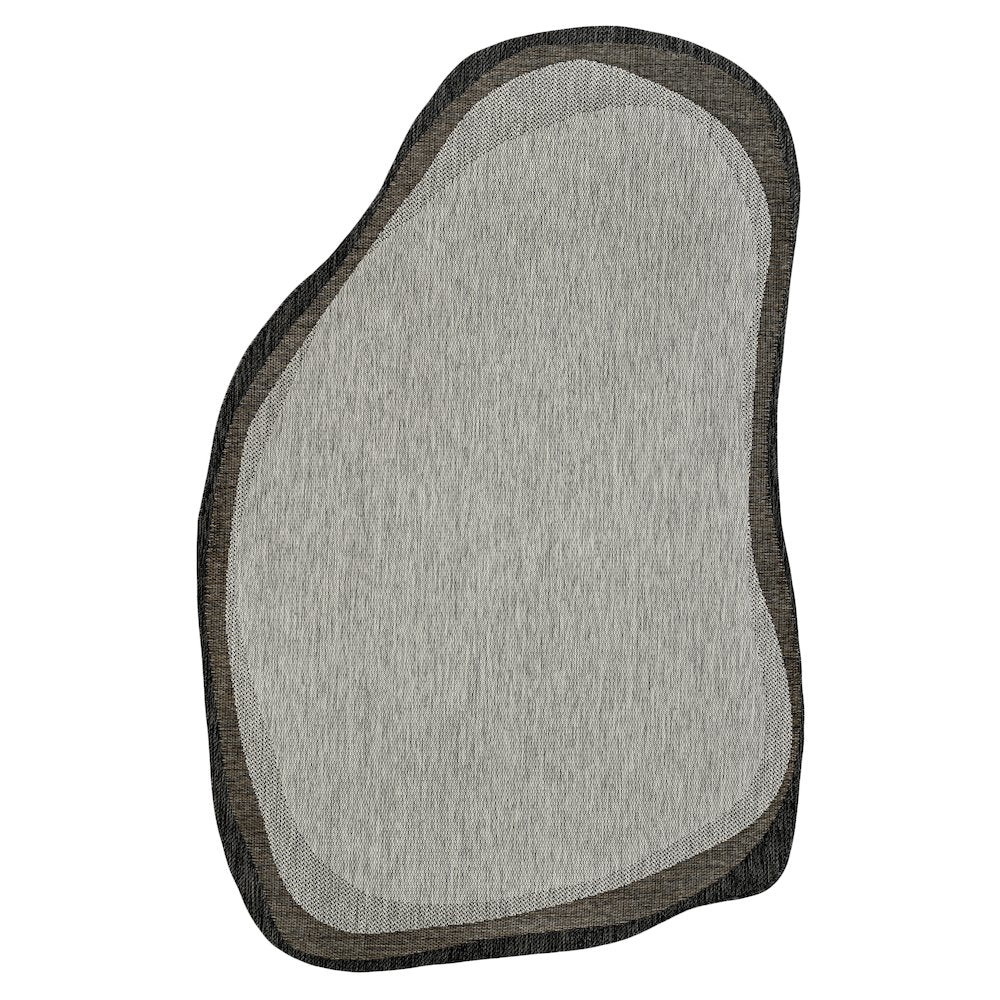 Gray/Black 6 ft. x 9 ft. Indoor/Outdoor Shaped Area Rug