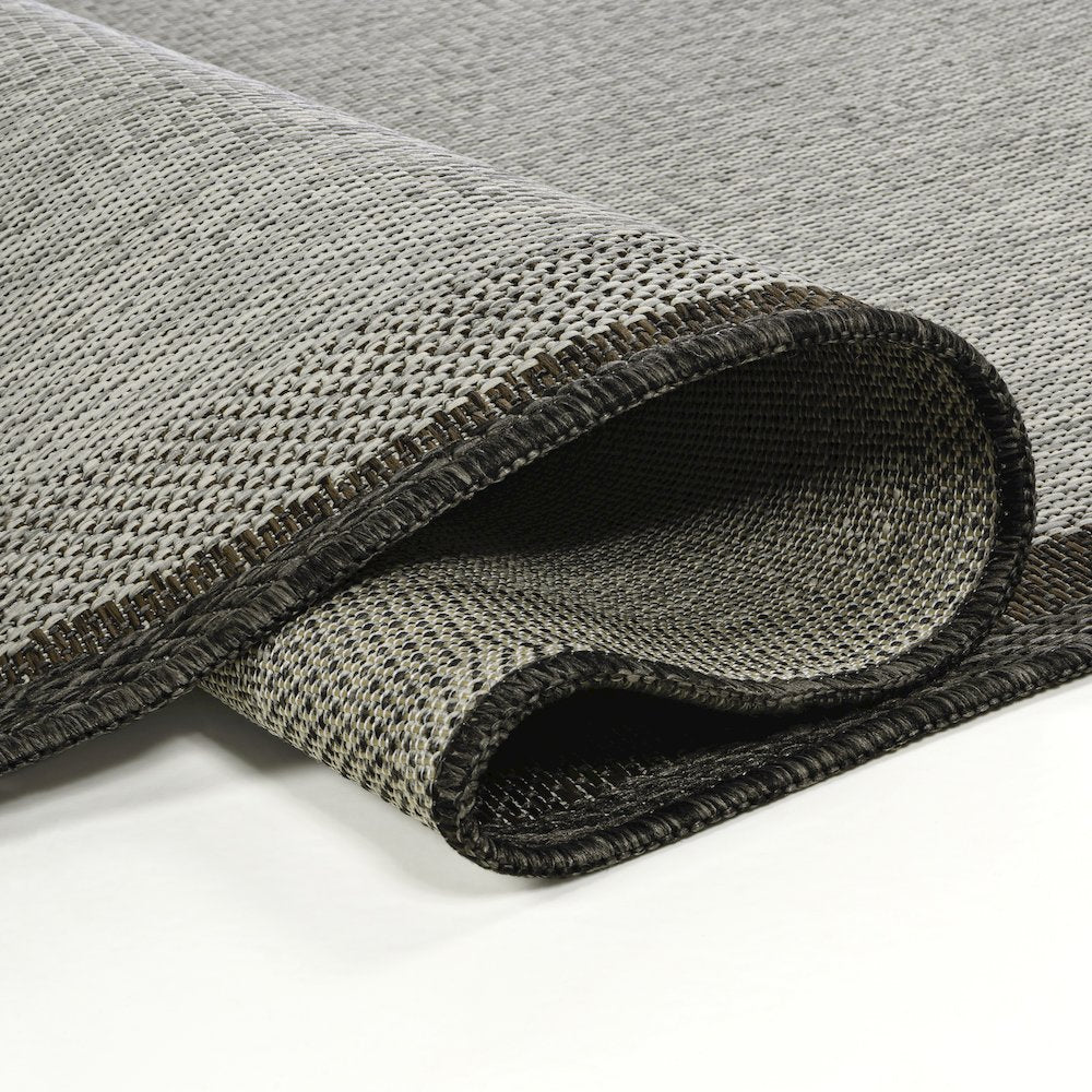 Gray/Black 6 ft. x 9 ft. Indoor/Outdoor Shaped Area Rug