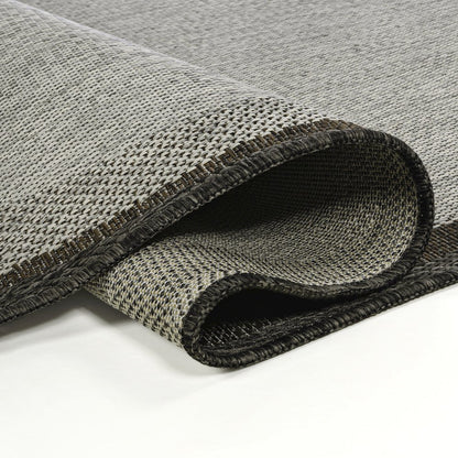 Gray/Black 6 ft. x 9 ft. Indoor/Outdoor Shaped Area Rug