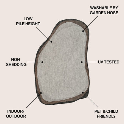 Gray/Black 6 ft. x 9 ft. Indoor/Outdoor Shaped Area Rug