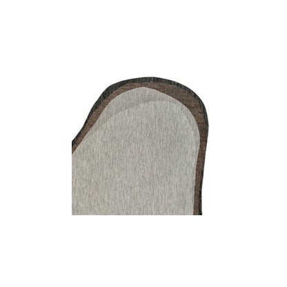 Gray/Black 6 ft. x 9 ft. Indoor/Outdoor Shaped Area Rug
