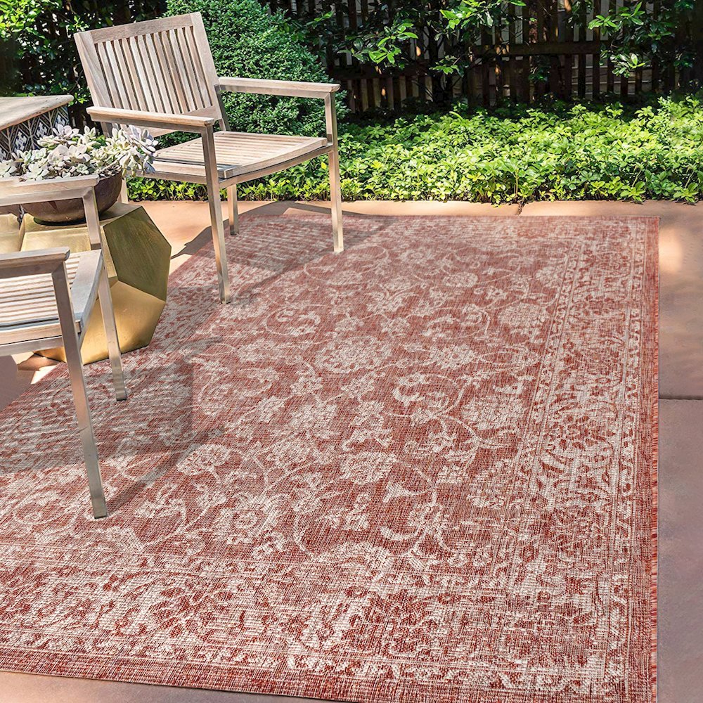 Tela Bohemian Textured Weave Floral Indoor/Outdoor Area Rug