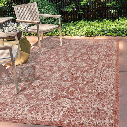 Tela Bohemian Textured Weave Floral Indoor/Outdoor Area Rug