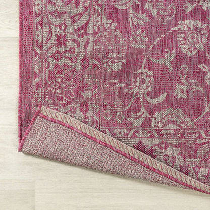 Tela Bohemian Textured Weave Floral Indoor/Outdoor Area Rug