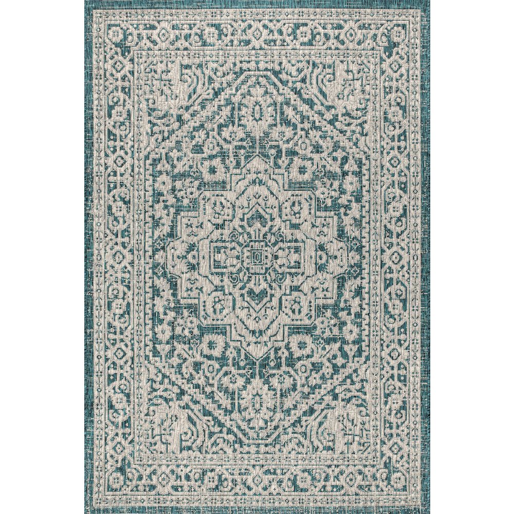 Sinjuri Medallion Textured Weave Indoor/Outdoor Area Rug