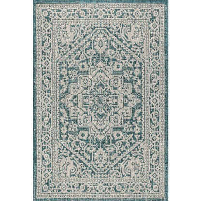 Sinjuri Medallion Textured Weave Indoor/Outdoor Area Rug
