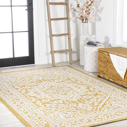 Sinjuri Medallion Textured Weave Indoor/Outdoor Area Rug