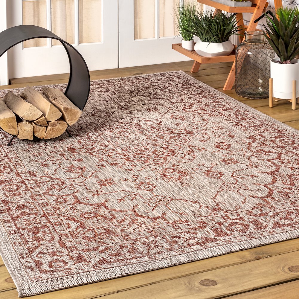 Rozetta Boho Medallion Textured Weave Indoor/Outdoor Area Rug