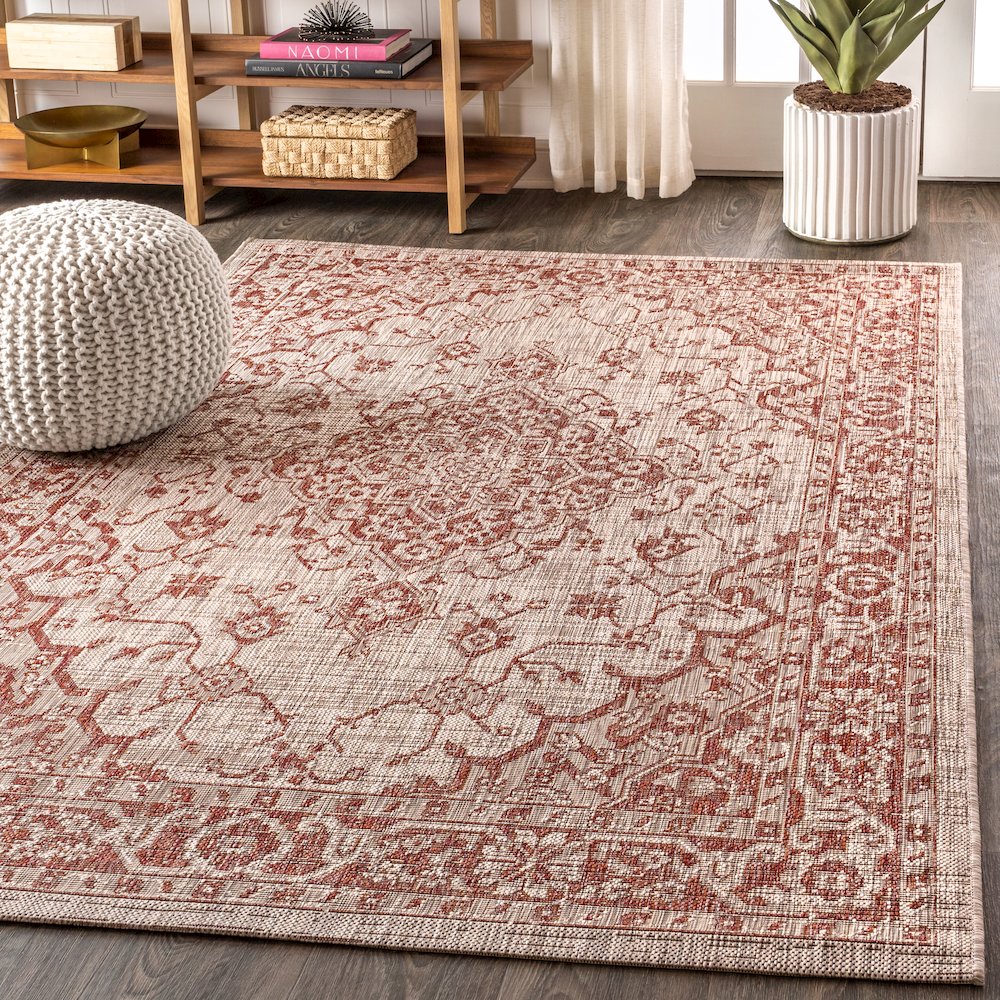 Rozetta Boho Medallion Textured Weave Indoor/Outdoor Area Rug