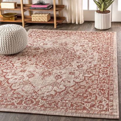 Rozetta Boho Medallion Textured Weave Indoor/Outdoor Area Rug