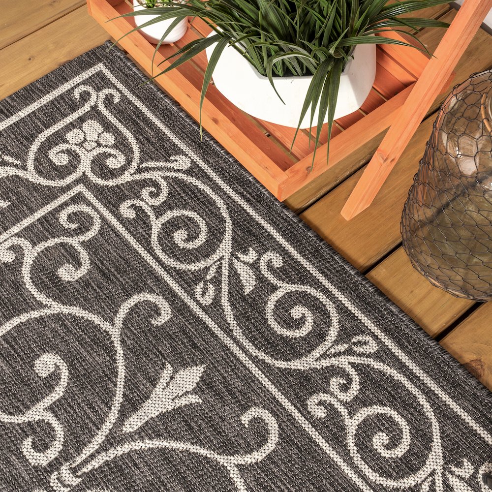 Charleston Vintage Filigree Textured Weave Indoor/Outdoor Area Rug