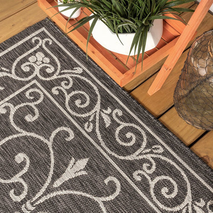 Charleston Vintage Filigree Textured Weave Indoor/Outdoor Area Rug