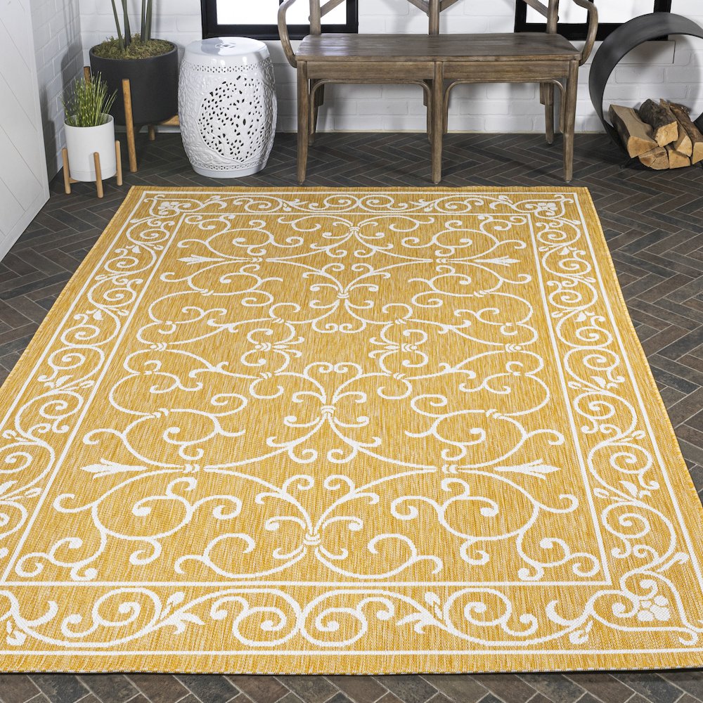 Charleston Vintage Filigree Textured Weave Indoor/Outdoor Area Rug