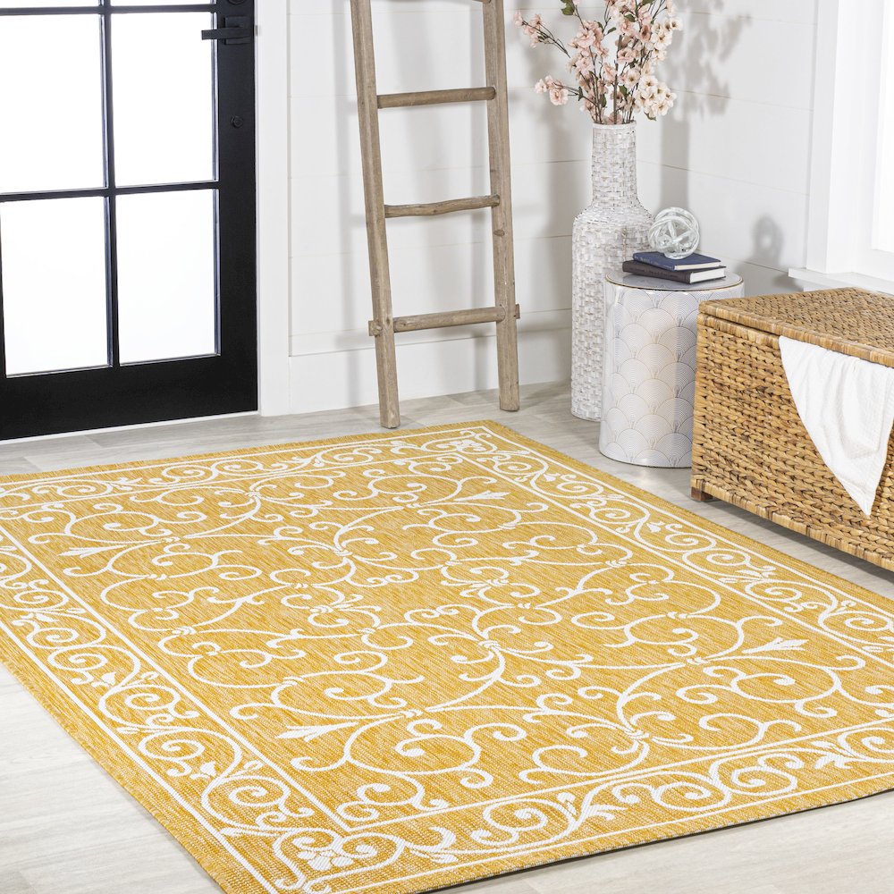 Charleston Vintage Filigree Textured Weave Indoor/Outdoor Area Rug