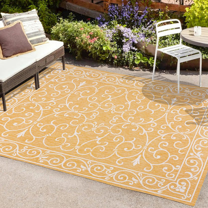 Charleston Vintage Filigree Textured Weave Indoor/Outdoor Area Rug