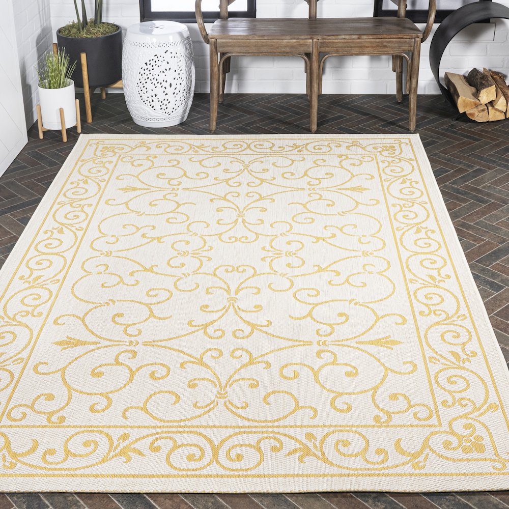 Charleston Vintage Filigree Textured Weave Indoor/Outdoor Area Rug