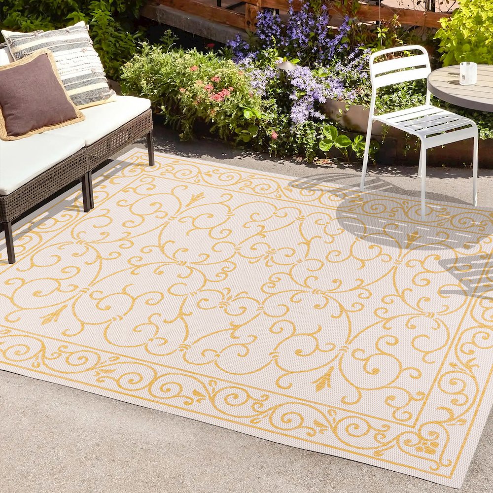 Charleston Vintage Filigree Textured Weave Indoor/Outdoor Area Rug