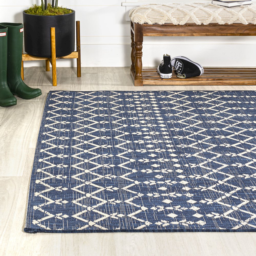 Ourika Moroccan Geometric Textured Weave Indoor/Outdoor Area Rug