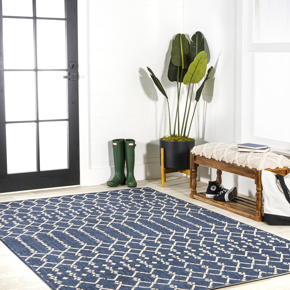 Ourika Moroccan Geometric Textured Weave Indoor/Outdoor Area Rug