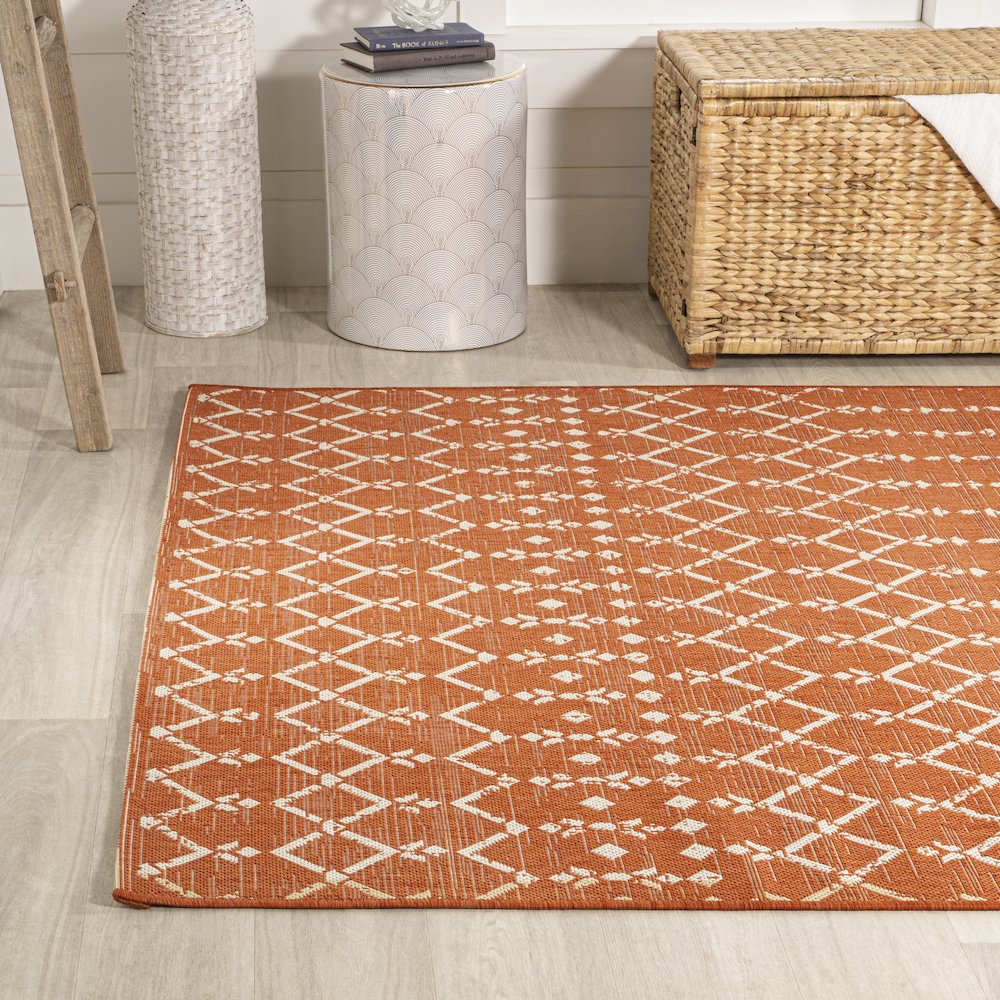 Ourika Moroccan Geometric Textured Weave Indoor/Outdoor Area Rug