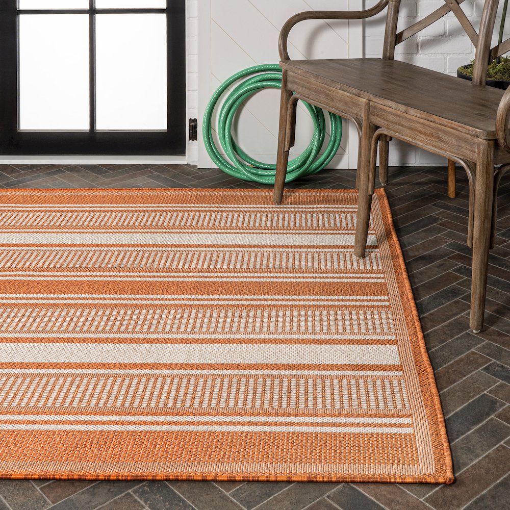 Haynes Modern Double Stripe Indoor/Outdoor Area Rug