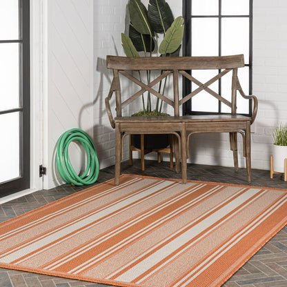 Haynes Modern Double Stripe Indoor/Outdoor Area Rug