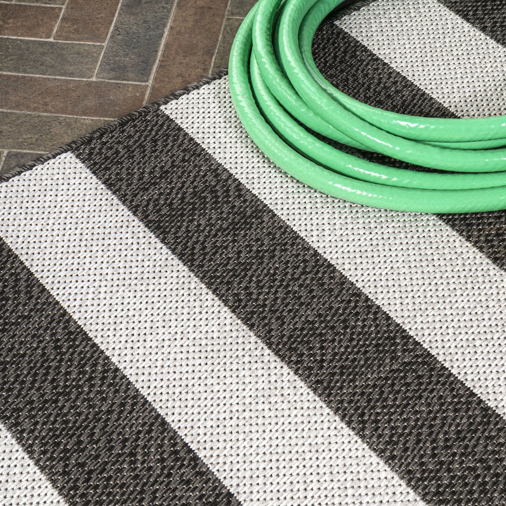 Negril Two Tone Wide Stripe Indoor/Outdoor Area Rug