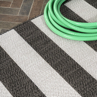 Negril Two Tone Wide Stripe Indoor/Outdoor Area Rug