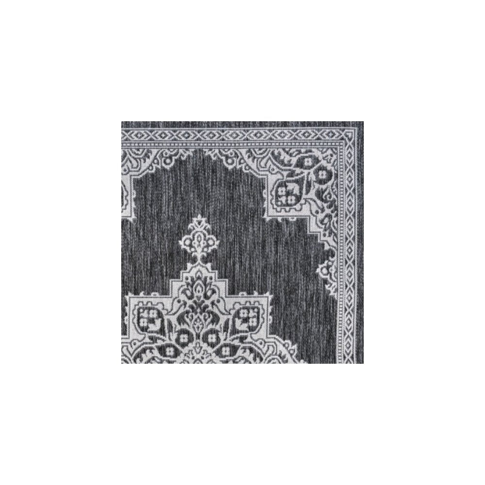 Vintage Casual Medallion Dark Gray/Cream 4 ft. x 6 ft. Indoor/Outdoor Area Rug
