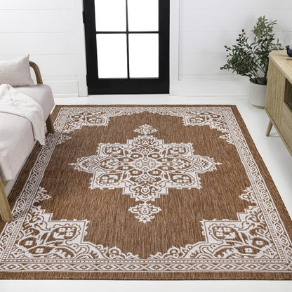 Arden Vintage Casual Medallion Terra/Cream 5 ft. x 8 ft. Indoor/Outdoor Area Rug