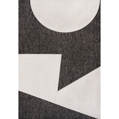 Two-Tone Black/Cream 5 ft. x 8 ft. Indoor/Outdoor Area Rug
