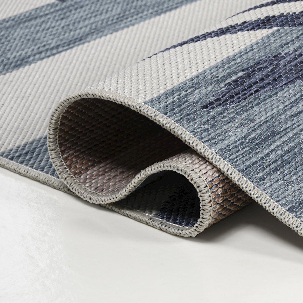 and Palm Leaf Navy/Cream 5 ft. x 8 ft. Indoor/Outdoor Area Rug