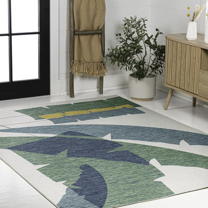 Palm Leaf Green/Cream 5 ft. x 8 ft. Indoor/Outdoor Area Rug