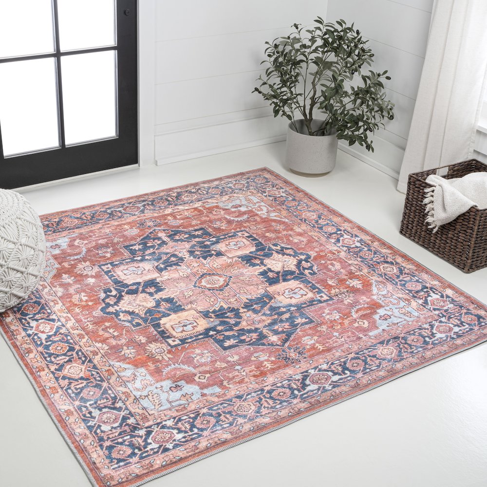 Maris Ornate Medallion Machine-Washable Area Rug