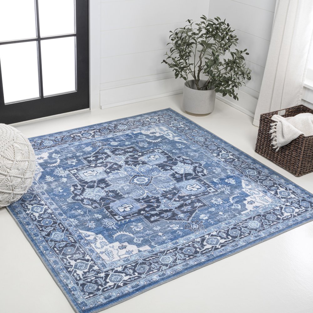Maris Ornate Medallion Machine-Washable Area Rug
