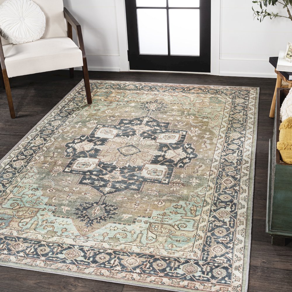 Maris Ornate Medallion Machine-Washable Area Rug
