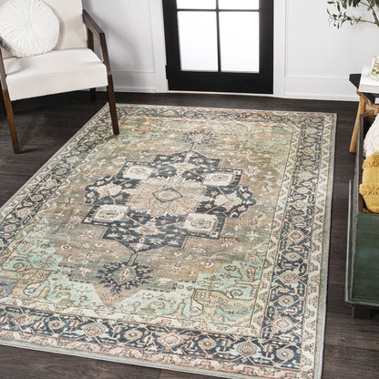 Maris Ornate Medallion Machine-Washable Area Rug