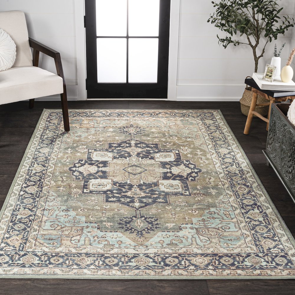 Maris Ornate Medallion Machine-Washable Area Rug