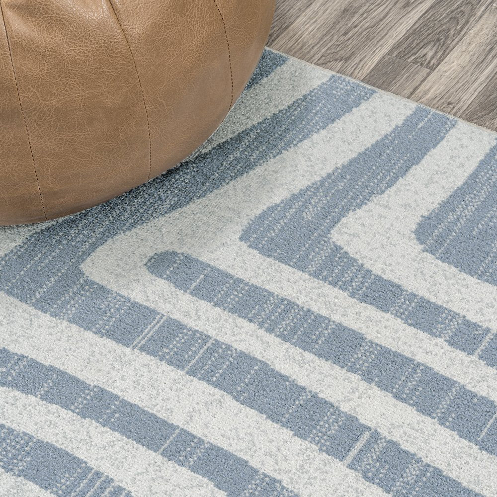 Maze Abstract Two-Tone Low-Pile Machine-Washable Area Rug