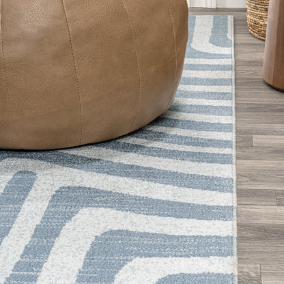 Maze Abstract Two-Tone Low-Pile Machine-Washable Area Rug