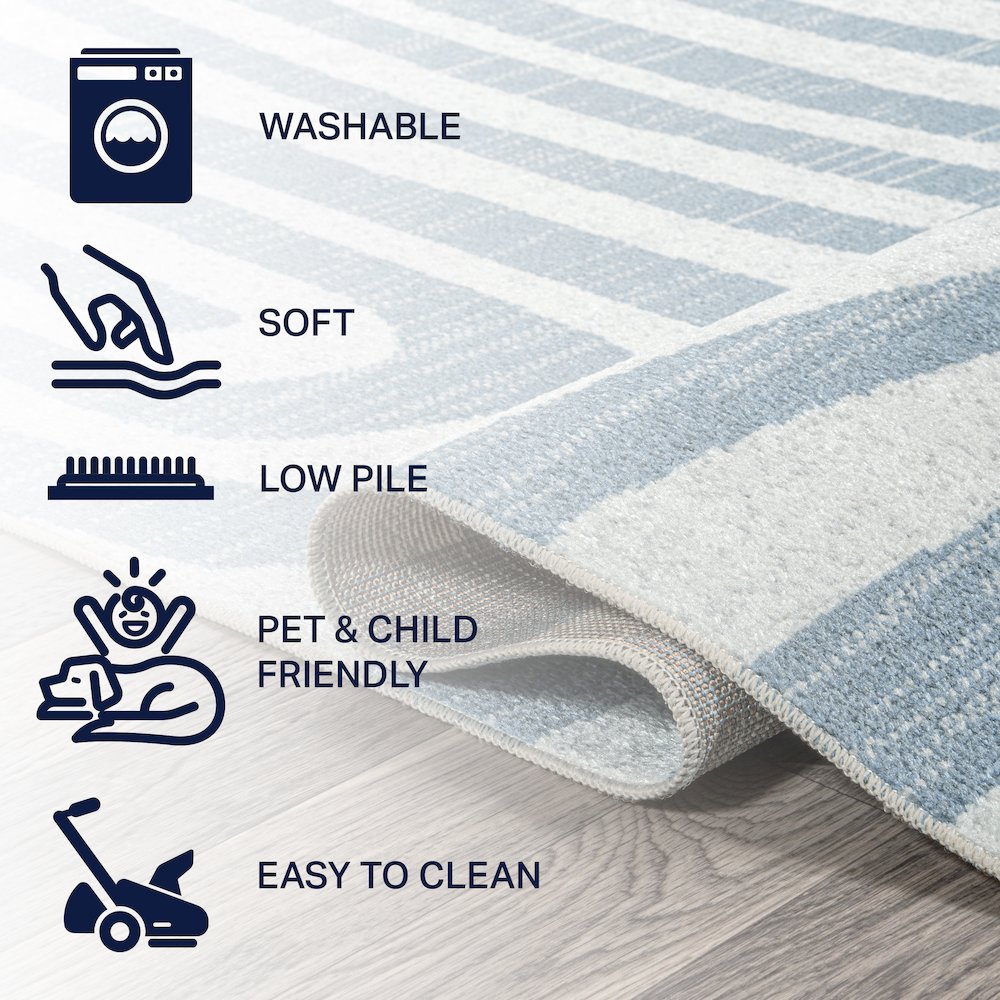 Maze Abstract Two-Tone Low-Pile Machine-Washable Area Rug